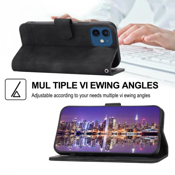 DIERFENG - DIERFENG DF-03 Fodral i Äkta läder - Svart - iPhone 12 / 12 Pro