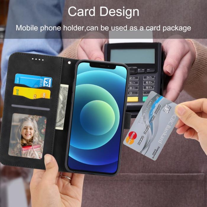 DIERFENG - DIERFENG DF-03 Fodral i Äkta läder - Svart - iPhone 12 / 12 Pro