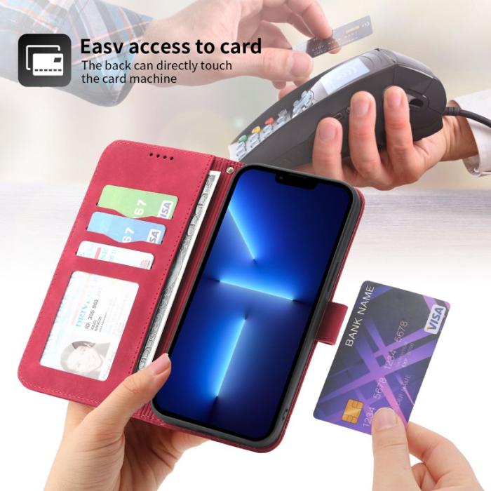 DIERFENG - DIERFENG DF-03 Fodral iPhone 13 Pro Max PU Läder - Röd