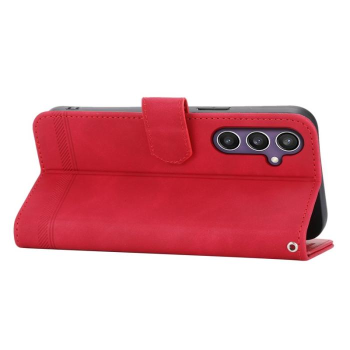 DIERFENG - DIERFENG DF-03 Fodral PU Leather Flip - Röd för Samsung Galaxy S24+