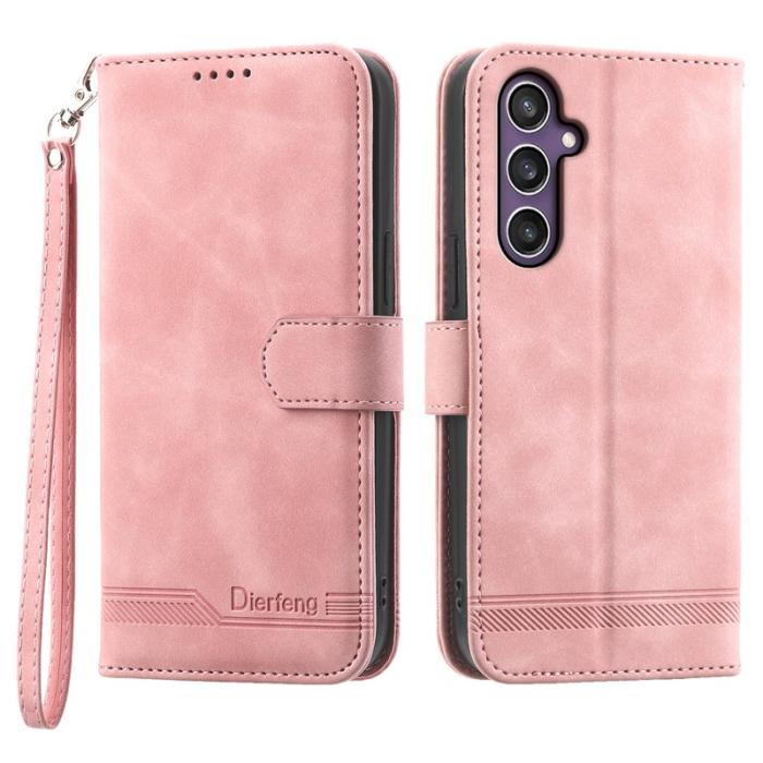 DIERFENG - DIERFENG DF-03 Fodral PU Leather Flip - Rosa för Samsung Galaxy S24+