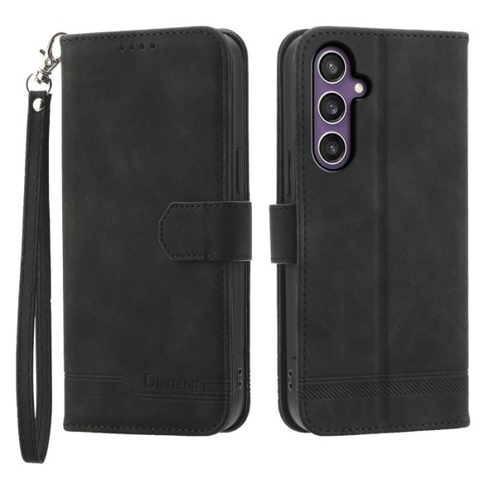 DIERFENG - DIERFENG DF-03 Fodral PU Leather Flip - Svart för Samsung Galaxy S24+