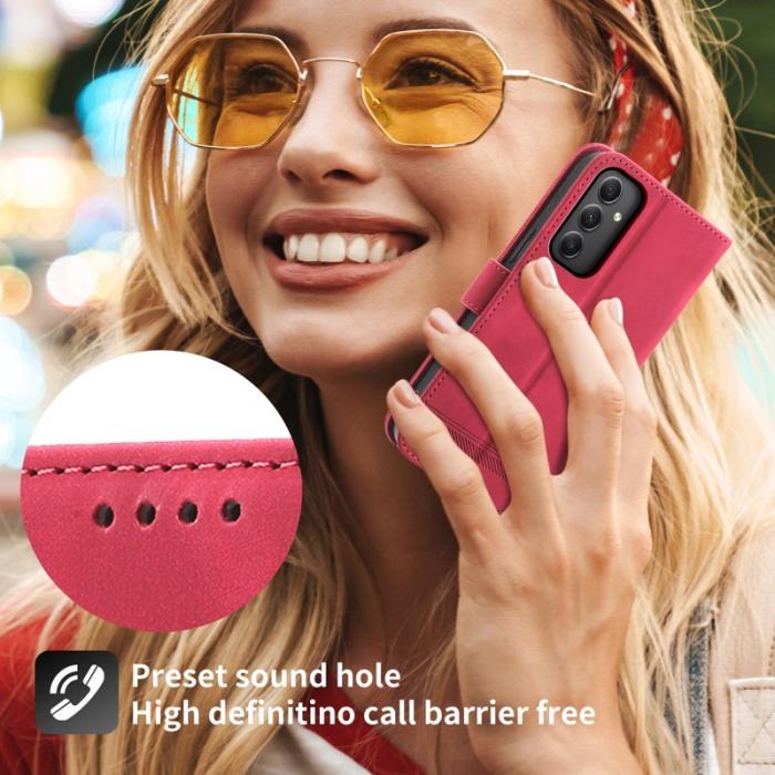 DIERFENG - DIERFENG DF-03 Fodral PU Leather - Röd för Samsung Galaxy A35 5G