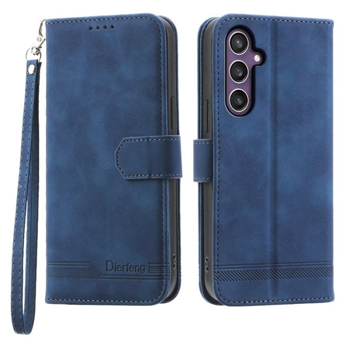 DIERFENG - DIERFENG DF-03 Fodral PU Leather - Samsung Galaxy S24+ - Blå