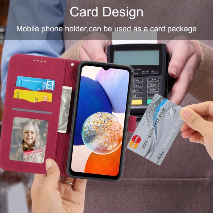 DIERFENG - DIERFENG DF-03 Fodral Ställ Wallet för Samsung Galaxy A14 5G - Röd