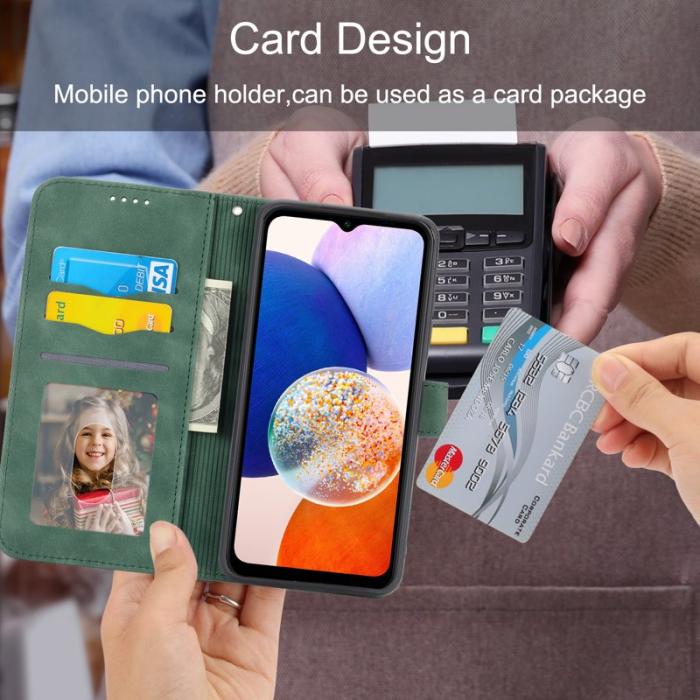 DIERFENG - DIERFENG DF-03 Fodral Ställ Wallet för Samsung Galaxy A14 PU Läder - Grön