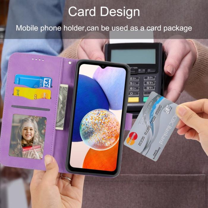 DIERFENG - DIERFENG DF-03 Fodral Ställ Wallet för Samsung Galaxy A14 PU Läder - Lila