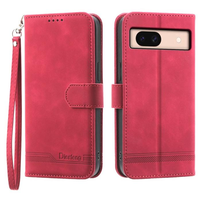 DIERFENG - DIERFENG DF-03 Google Pixel 8a Fodral PU Läder - Röd