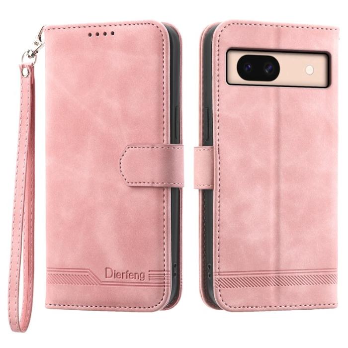 DIERFENG - DIERFENG DF-03 Google Pixel 8a Fodral PU Läder - Rosa