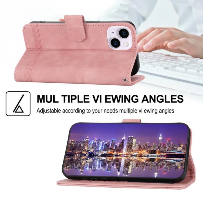 DIERFENG - DIERFENG DF-03 iPhone 14 Plus Fodral Äkta läder - Rosa