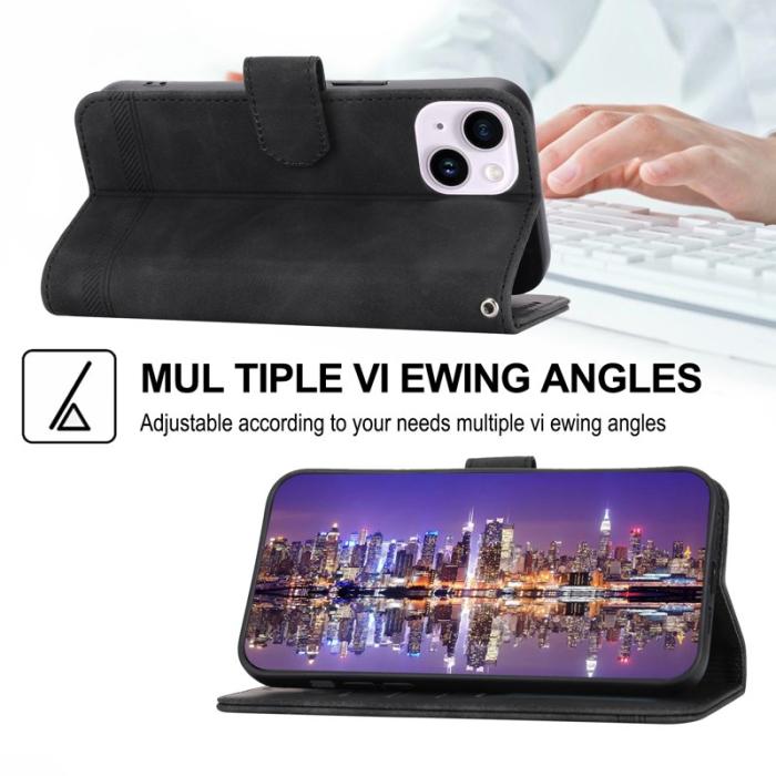 DIERFENG - DIERFENG DF-03 iPhone 14 Plus Fodral Äkta läder - Svart