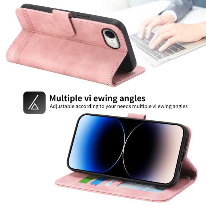 DIERFENG - DIERFENG DF-03 iPhone 16 Fodral Äkta läder - Pink