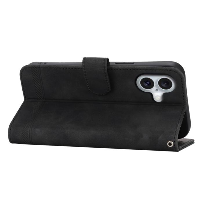 DIERFENG - DIERFENG DF-03 iPhone 16 Fodral Anti-Drop Äkta läder - Svart