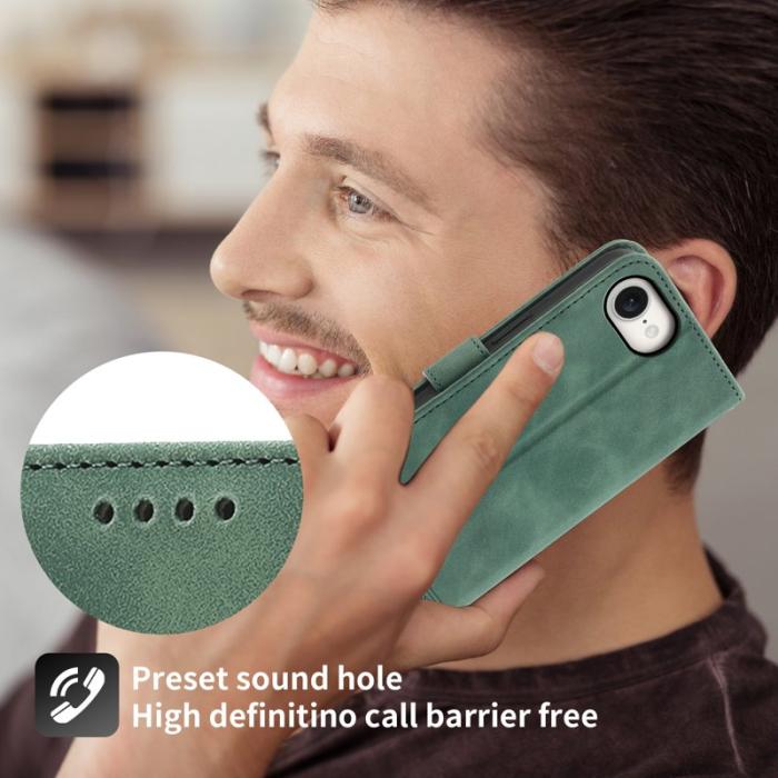 DIERFENG - DIERFENG DF-03 iPhone 16 Fodral i Äkta läder - Grön