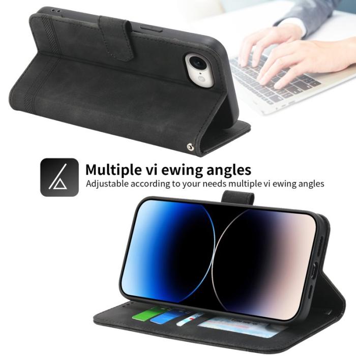 DIERFENG - DIERFENG DF-03 iPhone 16 Fodral i Äkta läder - Svart