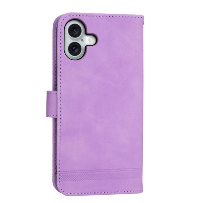 DIERFENG - DIERFENG DF-03 iPhone 16 Plus Wallet Fodral Äkta läder - Lila