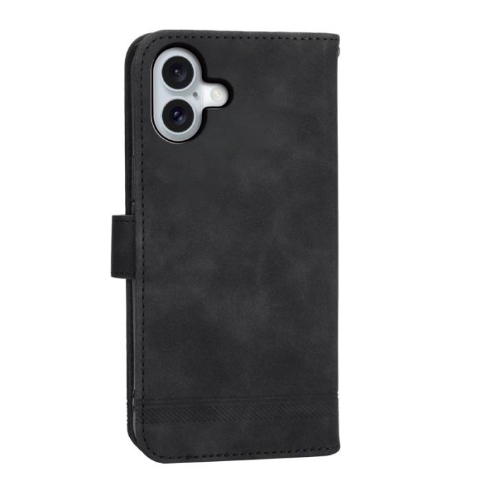 DIERFENG - DIERFENG DF-03 iPhone 16 Plus Wallet Fodral Äkta läder - Svart