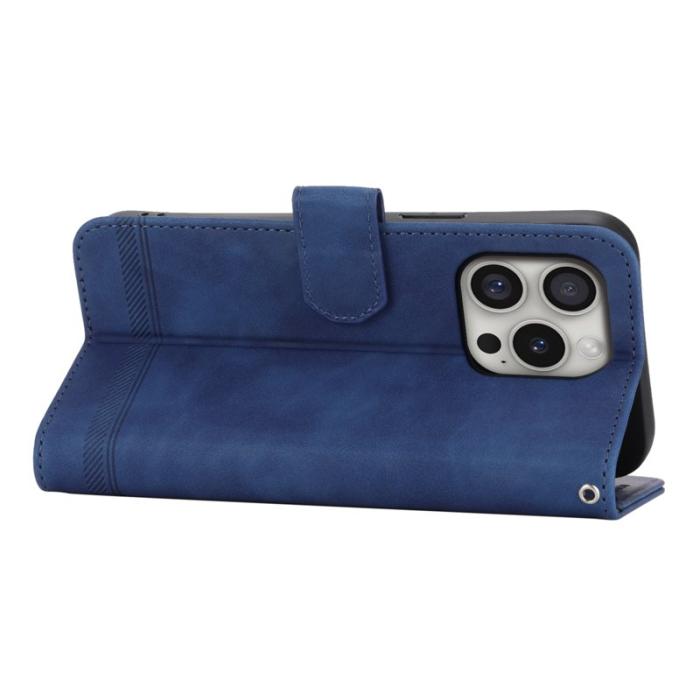 DIERFENG - DIERFENG DF-03 iPhone 16 Pro Fodral Äkta läder - Blå