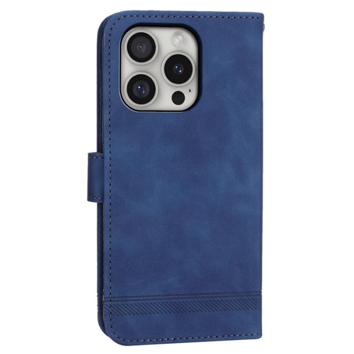 DIERFENG - DIERFENG DF-03 iPhone 16 Pro Fodral Äkta läder - Blå