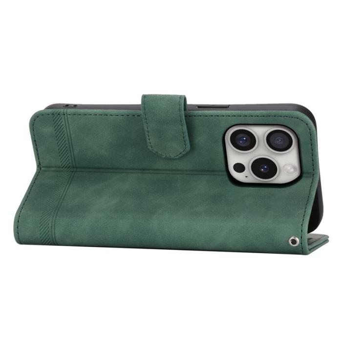 DIERFENG - DIERFENG DF-03 iPhone 16 Pro Fodral Äkta läder - Grön