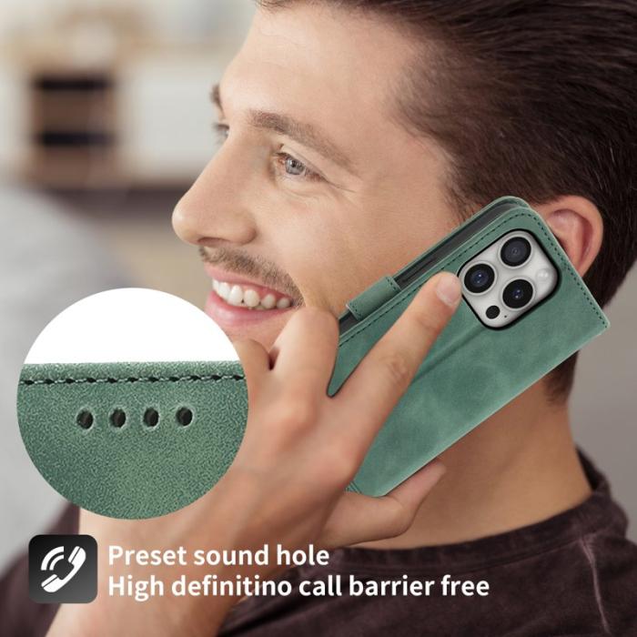 DIERFENG - DIERFENG DF-03 iPhone 16 Pro Fodral Äkta läder - Grön