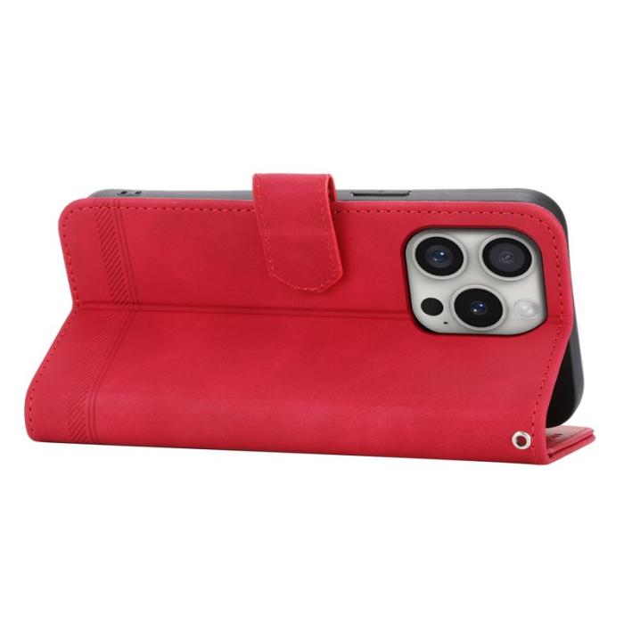 DIERFENG - DIERFENG DF-03 iPhone 16 Pro Fodral Äkta läder - Röd