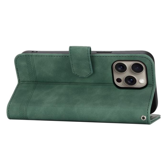 DIERFENG - DIERFENG DF-03 iPhone 16 Pro Max Wallet Fodral Äkta läder - Grön