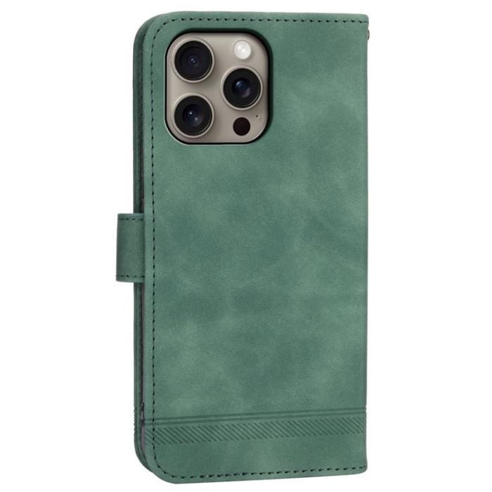 DIERFENG - DIERFENG DF-03 iPhone 16 Pro Max Wallet Fodral Äkta läder - Grön