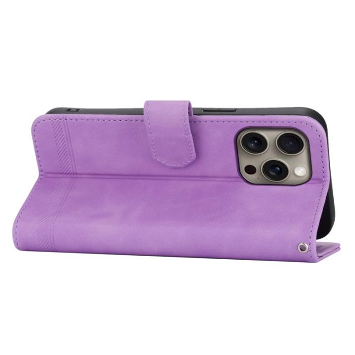 DIERFENG - DIERFENG DF-03 iPhone 16 Pro Max Wallet Fodral Äkta läder - Lila