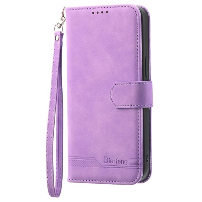 DIERFENG - DIERFENG DF-03 iPhone 16 Pro Max Wallet Fodral Äkta läder - Lila