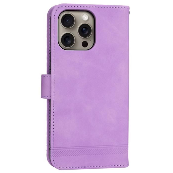 DIERFENG - DIERFENG DF-03 iPhone 16 Pro Max Wallet Fodral Äkta läder - Lila