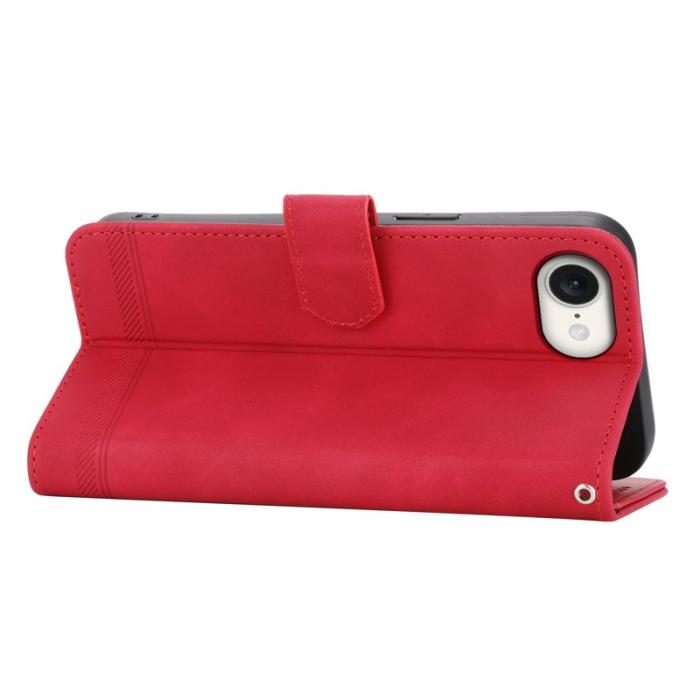 DIERFENG - DIERFENG DF-03 iPhone 16e Fodral i Äkta läder - Röd