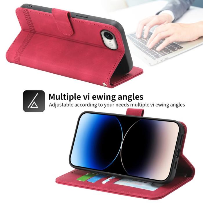 DIERFENG - DIERFENG DF-03 iPhone 16e Fodral i Äkta läder - Röd