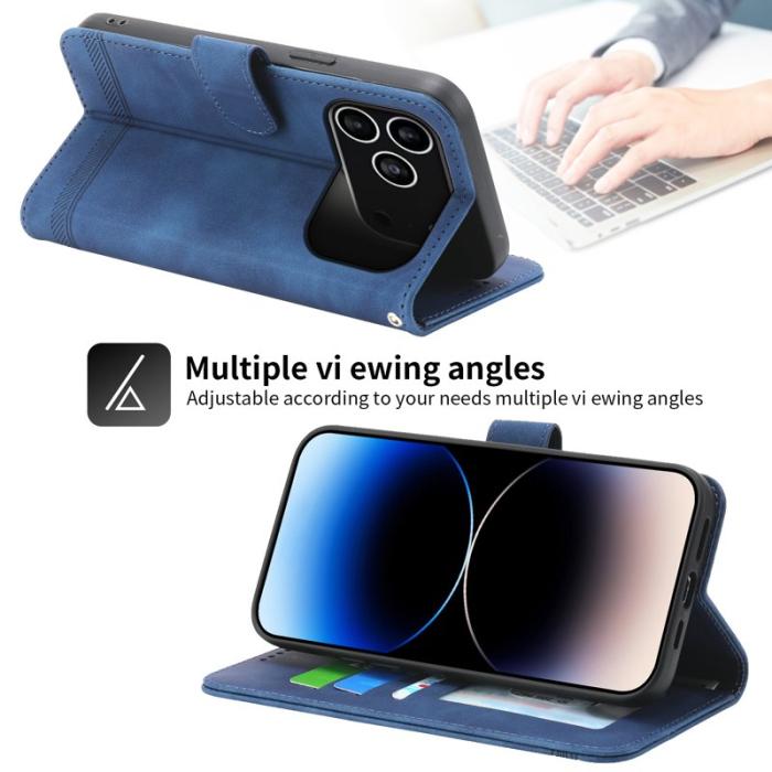 DIERFENG - DIERFENG DF-03 iPhone 17 Pro Fodral Äkta läder - Blå
