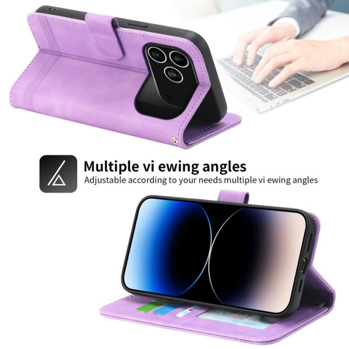 DIERFENG - DIERFENG DF-03 iPhone 17 Pro Fodral Äkta läder - Lila
