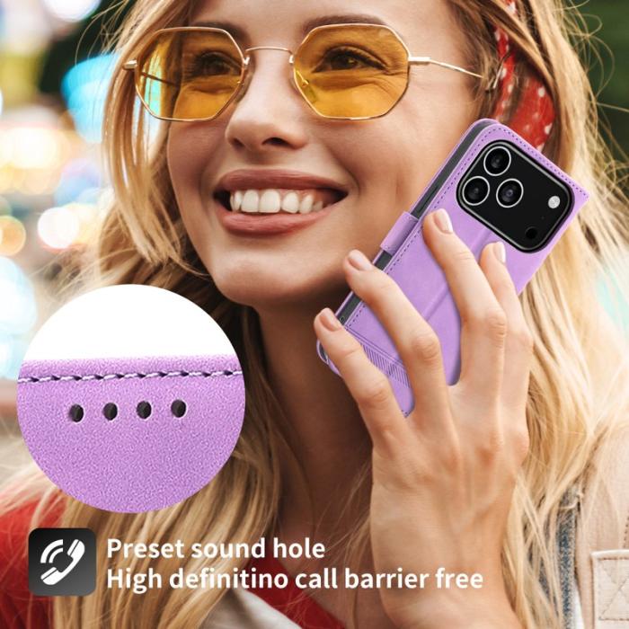 DIERFENG - DIERFENG DF-03 iPhone 17 Pro Fodral Äkta läder - Lila