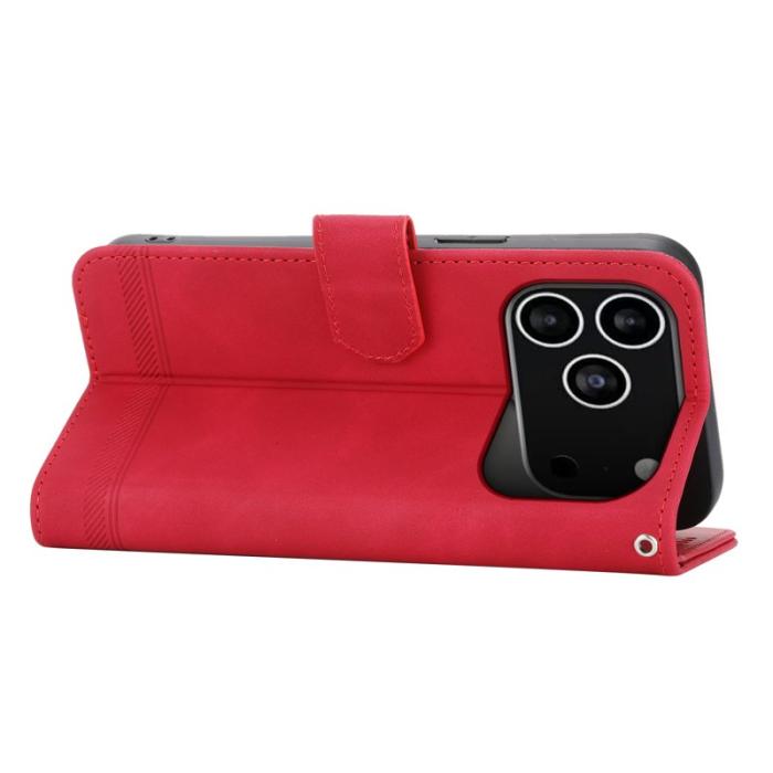 DIERFENG - DIERFENG DF-03 iPhone 17 Pro Fodral Äkta läder - Röd