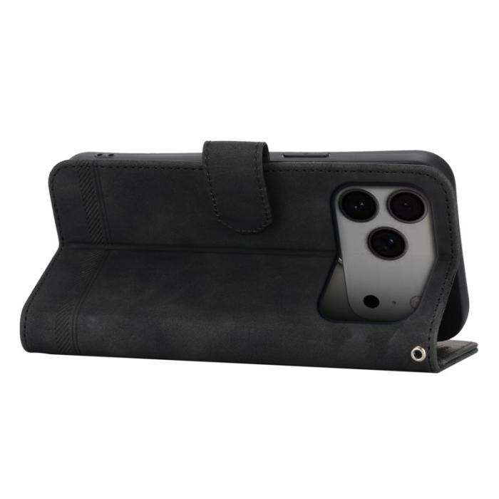 DIERFENG - DIERFENG DF-03 iPhone 17 Pro Max Fodral Äkta läder - Svart