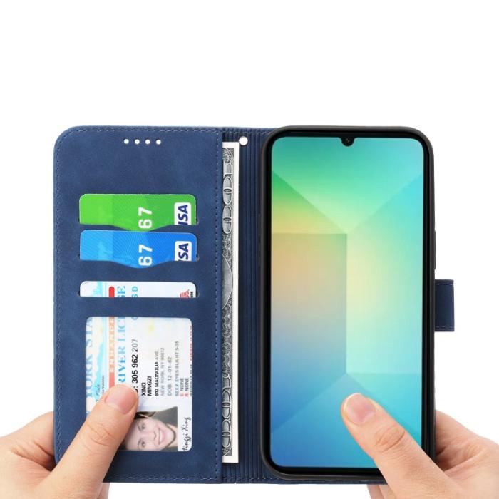 DIERFENG - DIERFENG DF-03 Samsung Galaxy A06 4G Fodral Äkta läder - Blå