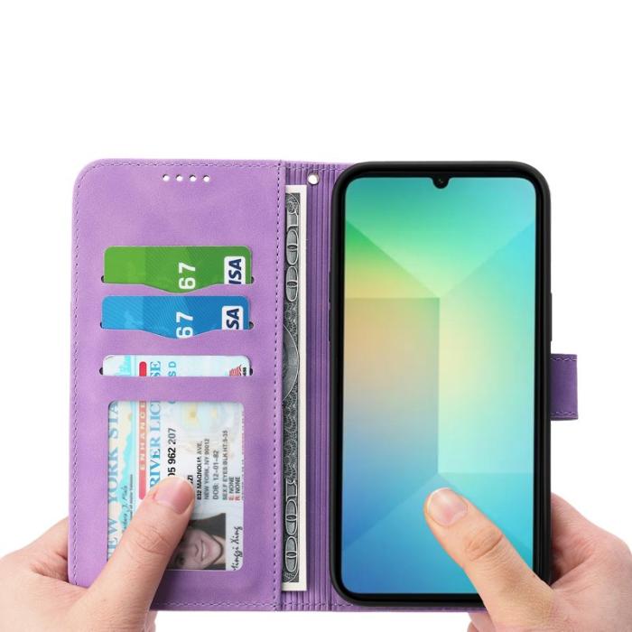 DIERFENG - DIERFENG DF-03 Samsung Galaxy A06 4G Fodral Äkta läder - Lila