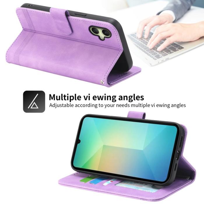 DIERFENG - DIERFENG DF-03 Samsung Galaxy A06 4G Fodral Äkta läder - Lila