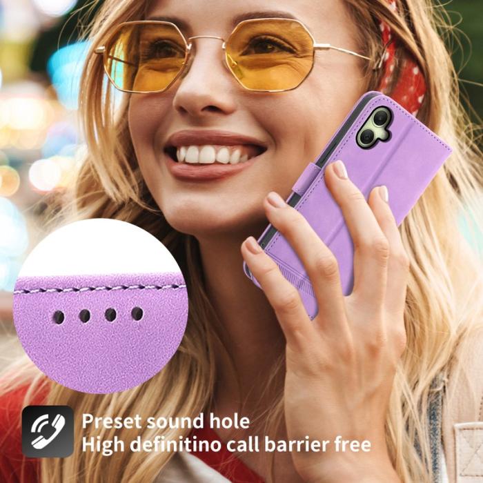 DIERFENG - DIERFENG DF-03 Samsung Galaxy A06 4G Fodral Äkta läder - Lila