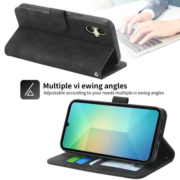 DIERFENG - DIERFENG DF-03 Samsung Galaxy A06 4G Fodral Äkta läder - Svart