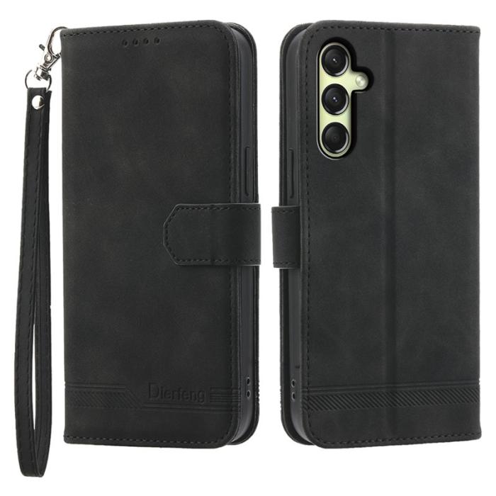 DIERFENG - DIERFENG DF-03 Samsung Galaxy A26 5G Fodral Äkta läder - Svart