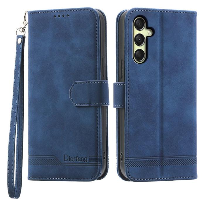 DIERFENG - DIERFENG DF-03 Samsung Galaxy A36 5G Fodral Äkta läder - Blå