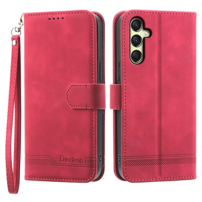 DIERFENG - DIERFENG DF-03 Samsung Galaxy A36 5G Fodral Äkta läder - Röd