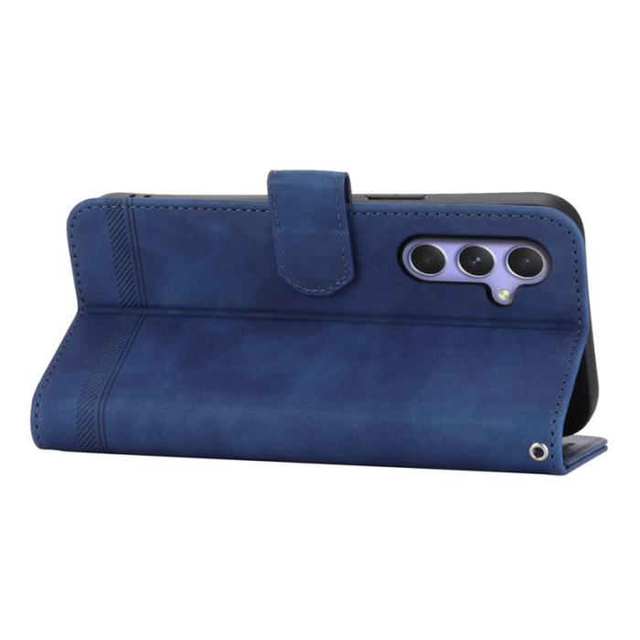 DIERFENG - DIERFENG DF-03 Samsung Galaxy A55 5G Fodral Äkta läder - Blå