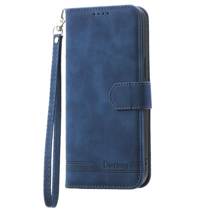 DIERFENG - DIERFENG DF-03 Samsung Galaxy A55 5G Fodral Äkta läder - Blå