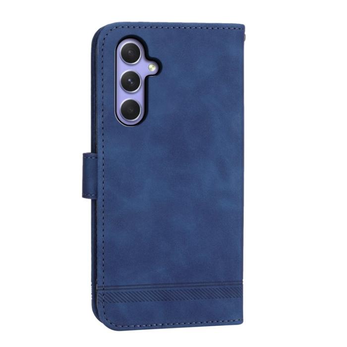 DIERFENG - DIERFENG DF-03 Samsung Galaxy A55 5G Fodral Äkta läder - Blå