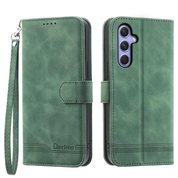 DIERFENG - DIERFENG DF-03 Samsung Galaxy A55 5G Fodral Äkta läder - Grön
